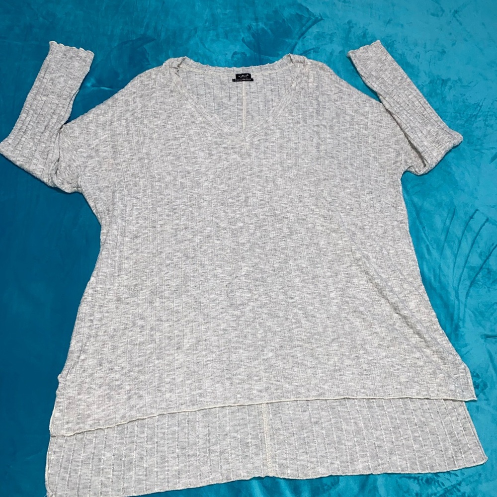 Free People Light Gray Long Sleeve Top